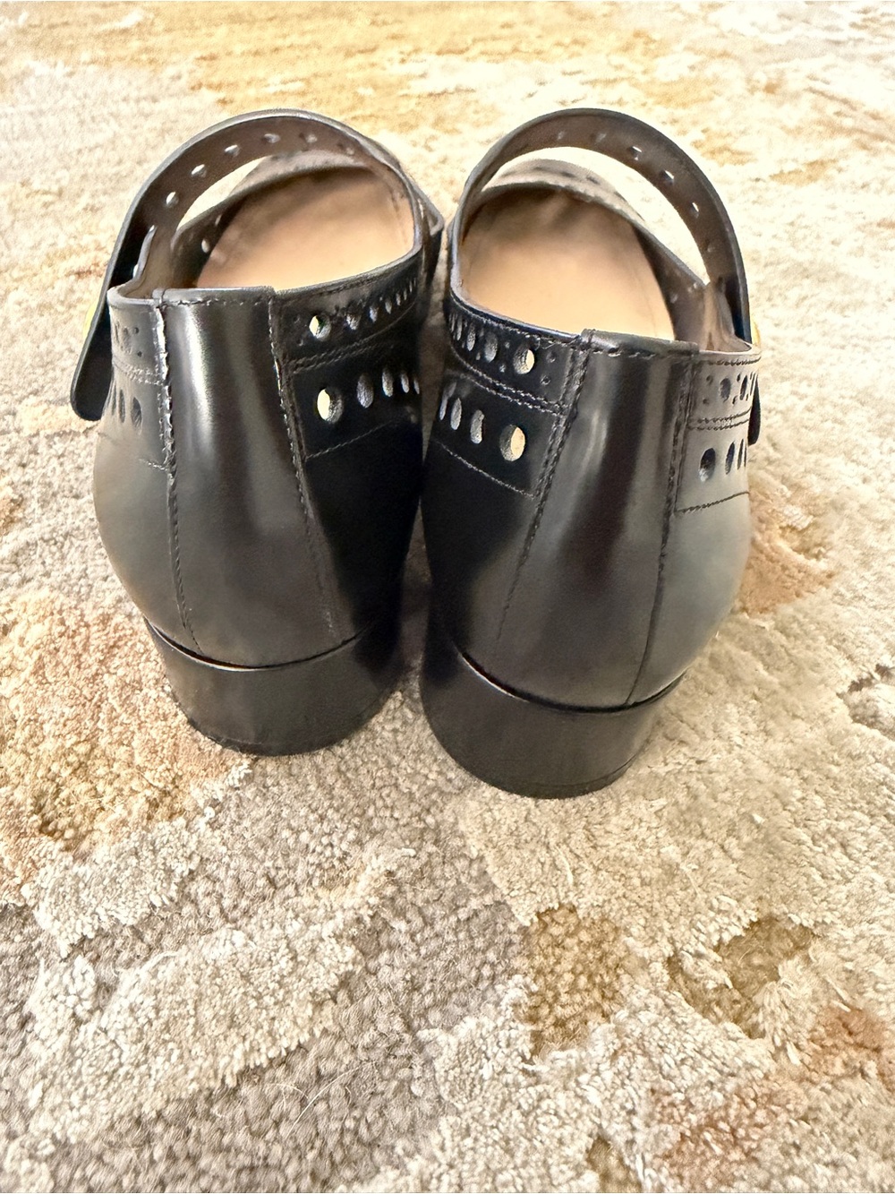 Dior Black Mary Jane Perforated Leather Flats - Picture 5 of 9